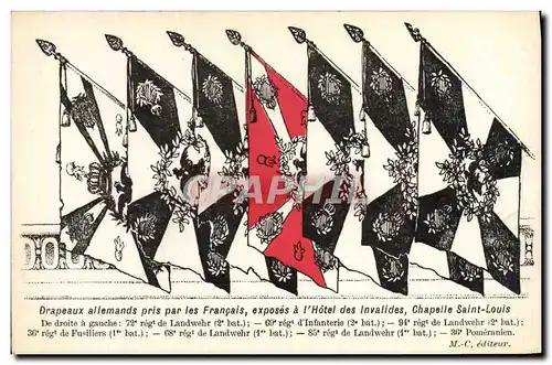 Cartes postales Militaria Drapeaux allemands pris par les Francais Invalides Chapelle Saint Louis