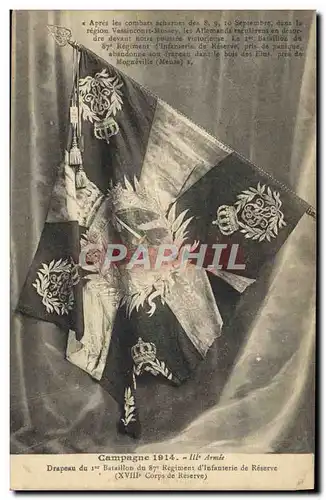 Cartes postales Militaria Drapeau du 1er bataillon du 87eme regiment d&#39infanterie de reserve