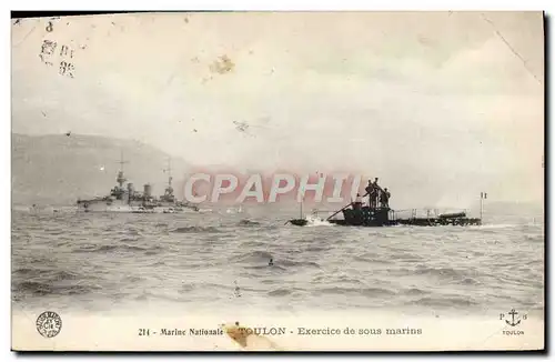 Ansichtskarte AK Bateau de guerre Toulon Exercice de sous marins Sous-marin