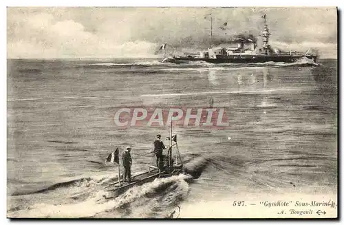 Cartes postales Bateau de guerre Gymnote Sous-marin