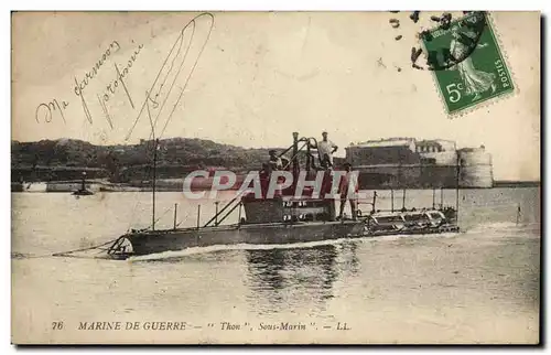 Ansichtskarte AK Bateau de guerre Thon Sous-marin