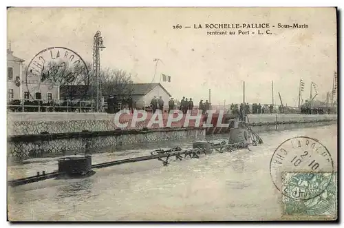 Ansichtskarte AK Bateau de guerre La Rochelle pallice Sous-marin rentrant au port