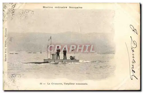 Cartes postales Bateau de guerre Le Gymnote Torpilleur Sous-marin