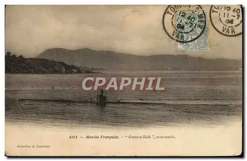 Cartes postales Bateau de guerre Gustave Zede Sous-marin