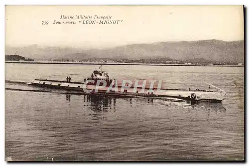 Cartes postales Bateau de guerre Leon Mignot Sous-marin