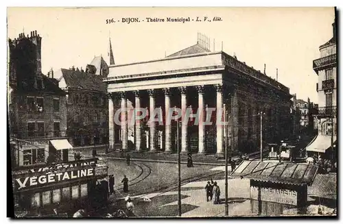 Cartes postales Le Theatre municipal Dijon Tramway publicite Vegetaline