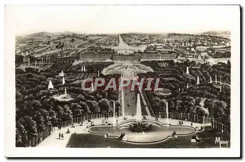 Cartes postales Versailles Le Chateau Et Les Jardins De Versailles Vue A Vol D'Olseau