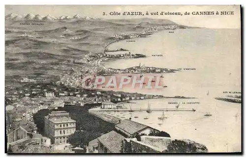 Cartes postales Cote D&#39Azur A Vol D&#39Oiseau De Cannes A Nice