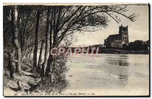 Cartes postales Mantes Les Bords De la Seine A I&#39Ile Aux Dames Peche Pecheur