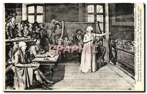 Cartes postales Marie Antoinette devant le Tribunal revolutionnaire