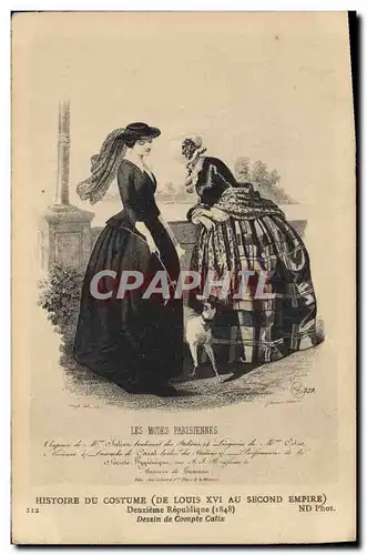 Ansichtskarte AK Mode Costume parisien Histoire du costume de Louis XVI au Second Empire Deuxieme Republique Chie