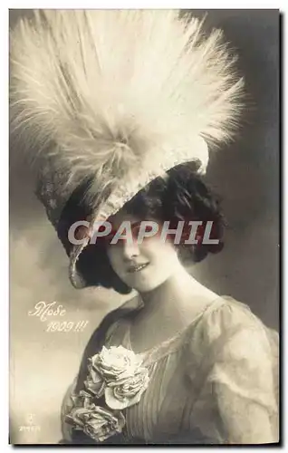 Ansichtskarte AK Mode 1909 Femme Chapeau