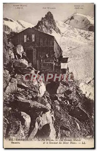 Cartes postales Alpinisme Chamonix Le pic Wilson Les grands mulets et le sommet du Mont Blanc