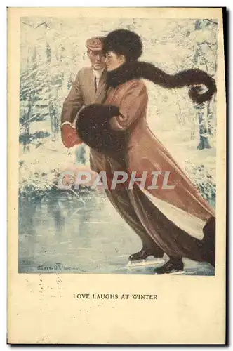 Ansichtskarte AK Sports d&#39hiver Patinage Femme Love laughs at winter