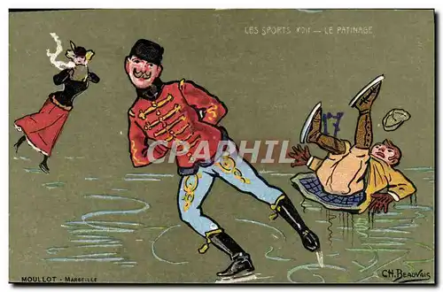 Cartes postales Sports d&#39hiver Patinage Illustrateur Beauvais