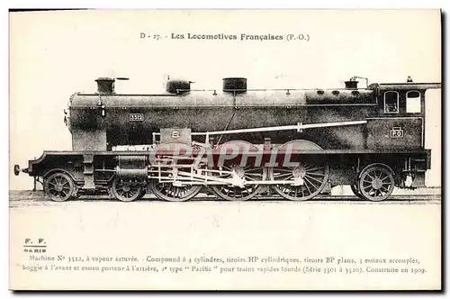 Cartes postales Train Locomotive Machine 3512 a vapeur saturee