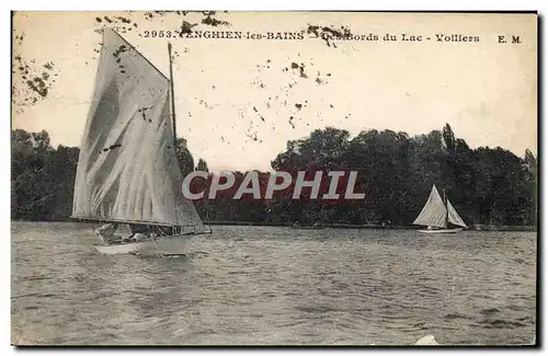 Ansichtskarte AK Bateau Voilier Enghien les Bains Les bords du lac Voiliers