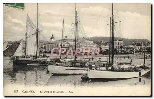 Ansichtskarte AK Bateau Voilier Cannes le port et le casino