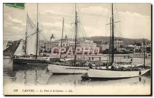 Cartes postales Bateau Voilier Cannes le port et le casino