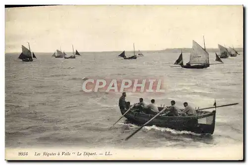 Cartes postales Bateau Voilier Les regates a voile Le depart