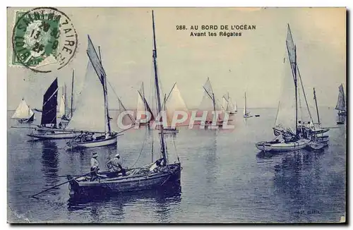 Cartes postales Bateau Voilier Au bord de l&#39ocean Avant les regates