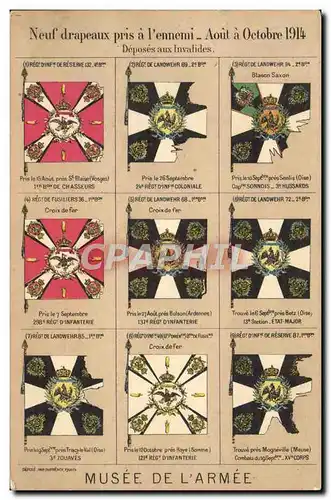 Cartes postales Militaria Neuf drapeaux pris a l&#39ennemi Musee de l&#39armee Paris