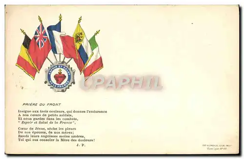 Ansichtskarte AK Militaria Priere au front Drapeaux