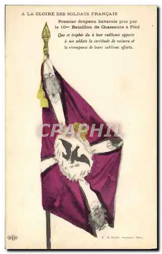 Cartes postales Militaria Drapeau bavarois 10eme bataillon de chasseurs a pied