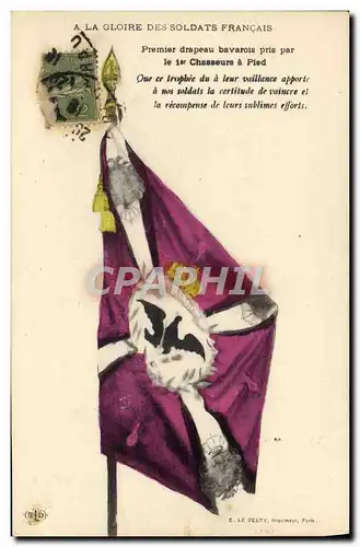Cartes postales Militaria Premier drapeau bavarois pris par le 1er chasseurs a pied