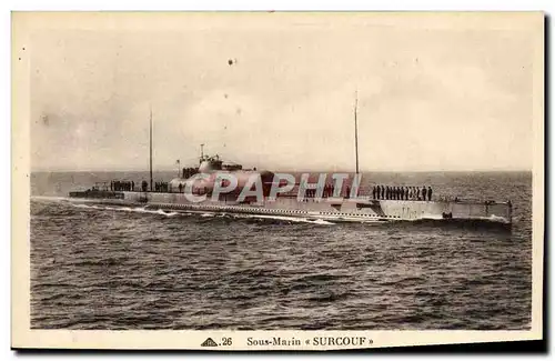 Cartes postales Bateau Sous marin Surcouf