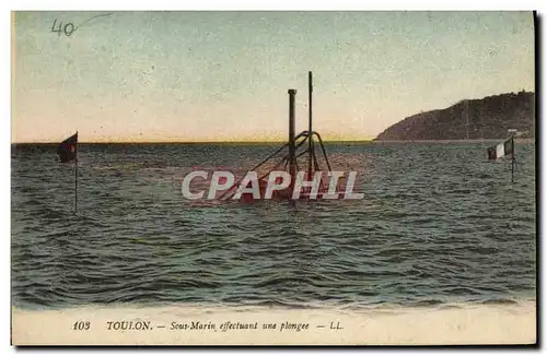 Cartes postales Bateau Toulon Sous marin effectuant une plongee