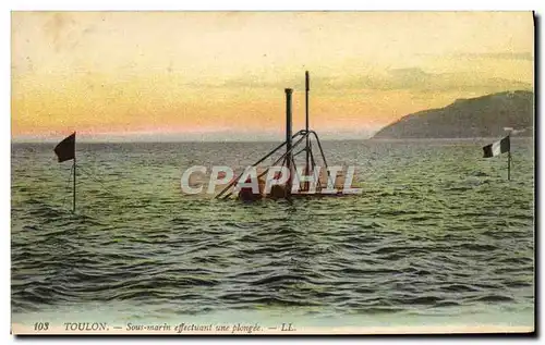 Cartes postales Bateau Toulon Sous marin effectuant une plongee