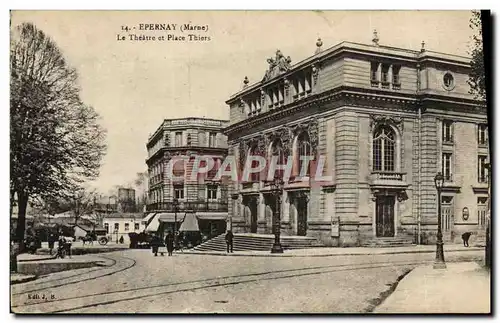 Cartes postales Le Theatre et place Thiers Epernay