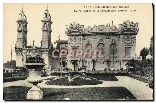 Cartes postales Theatre Enghien les Bains Le theatre et le jardin des Roses