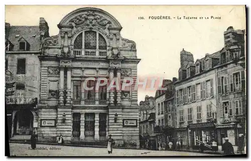 Cartes postales Fougeres Le Theatre et la place