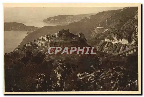 Cartes postales Cote D&#39Azur Eze Le village au soleil levant