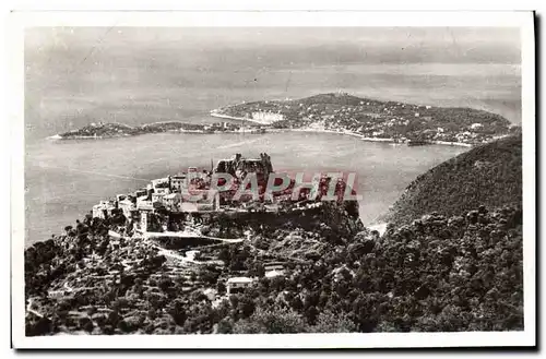 Moderne Karte Eze Vue Sur Le Village et Le Cap Ferrat