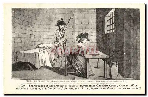 Cartes postales Justice Charlotte Corday dans sa cellule