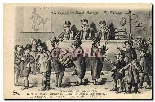 Cartes postales Justice Legende de Saint Saulge Le partage Juge