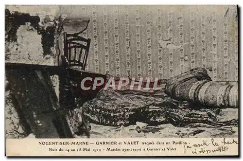 Cartes postales Justice Nogent sur Marne Garnier et Vallet traques dans un pavillon Matelas ayant servi