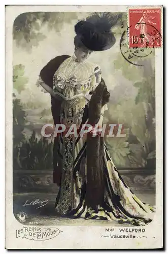 Cartes postales Mode Femme Coiffe Coiffure Chapeau Les reines de la mode Mlle Wellfor Vaudeville