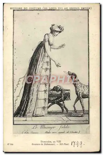 Cartes postales Mode Histoire du costume de Louis XVI au Second Empire Directoire an VIII Chien