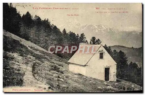 Cartes postales Alpinisme Pyrenees Col d&#39Aspin le refuge et le Pic du Midi