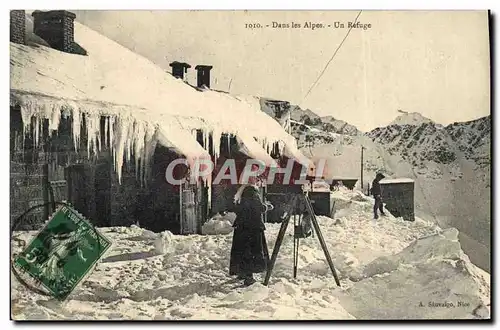 Ansichtskarte AK Alpinisme Dans les Alpes Un refuge Jumelles