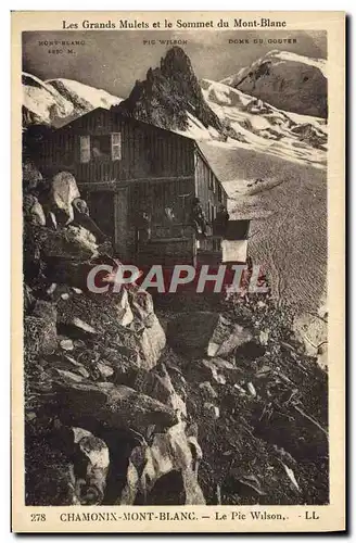 Cartes postales Alpinisme Les Grands Mulets et le sommet du Mont Blanc Le pic Wilson Chamonix Mont Blanc