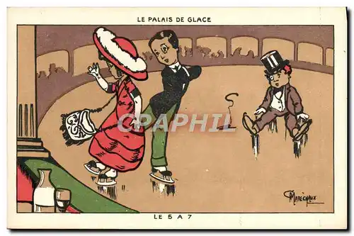 Cartes postales Sports d&#39hiver Patinage Le 5 a 7 Illustrateur Marechaux