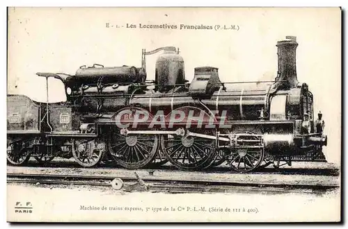 Cartes postales Train Locomotive Machine de trains express Cie PLM