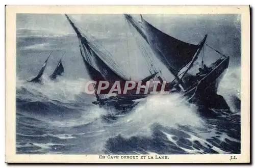 Cartes postales Bateau Voilier en Cape debout et la lame