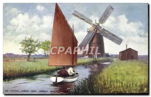 Cartes postales Bateau The Staithe Horsey Mere Norfolk Broads Moulin a vent