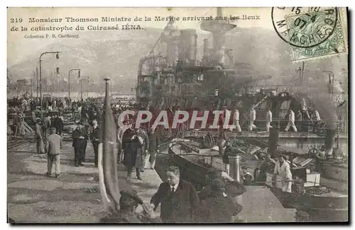 Ansichtskarte AK Bateau de guerre Monsieur Thomson Ministre de la marine arrivant sur les lieux de la catastrophe